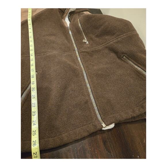 KUHL ALPENWURX Fleece Jacket Brown Full Zip Faux Leather Sherpa Collar Medium - Picture 10 of 10